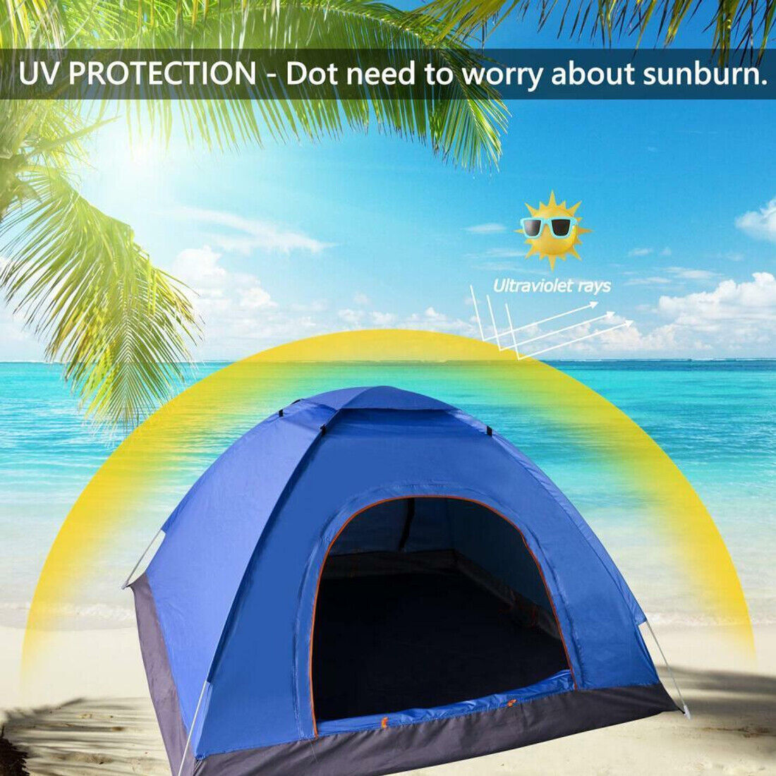 3-4 Person Automatic Up Outdoor Hiking Camping Tent Waterproof UV Protection