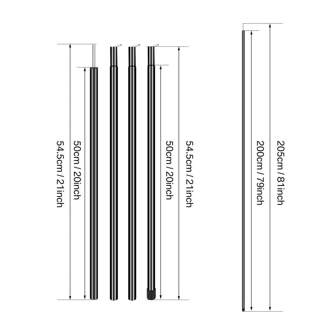 2x200cm Universal Telescopic and adjustable Steel poles for Awnings, Canopy’s and Tarps