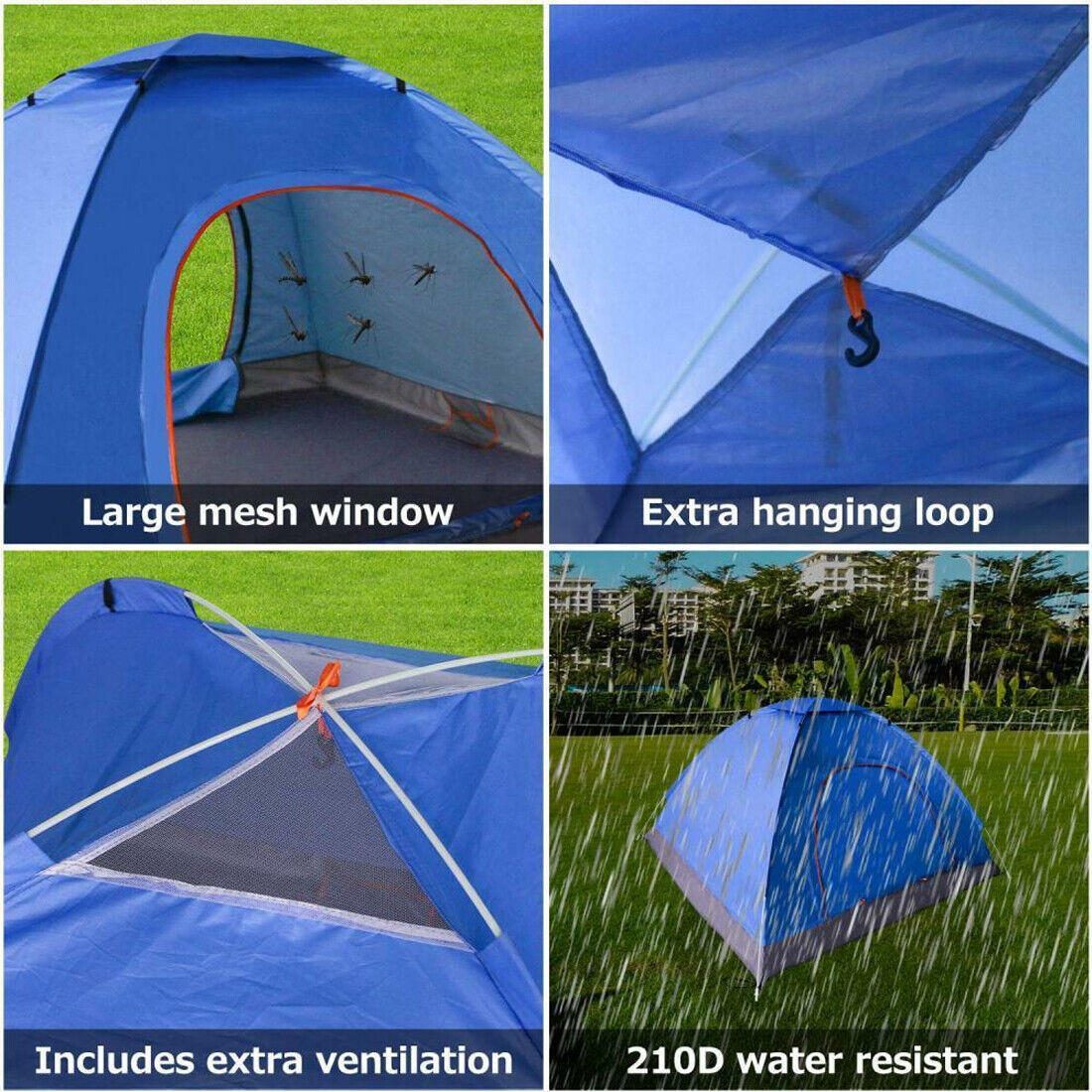 3-4 Person Automatic Up Outdoor Hiking Camping Tent Waterproof UV Protection