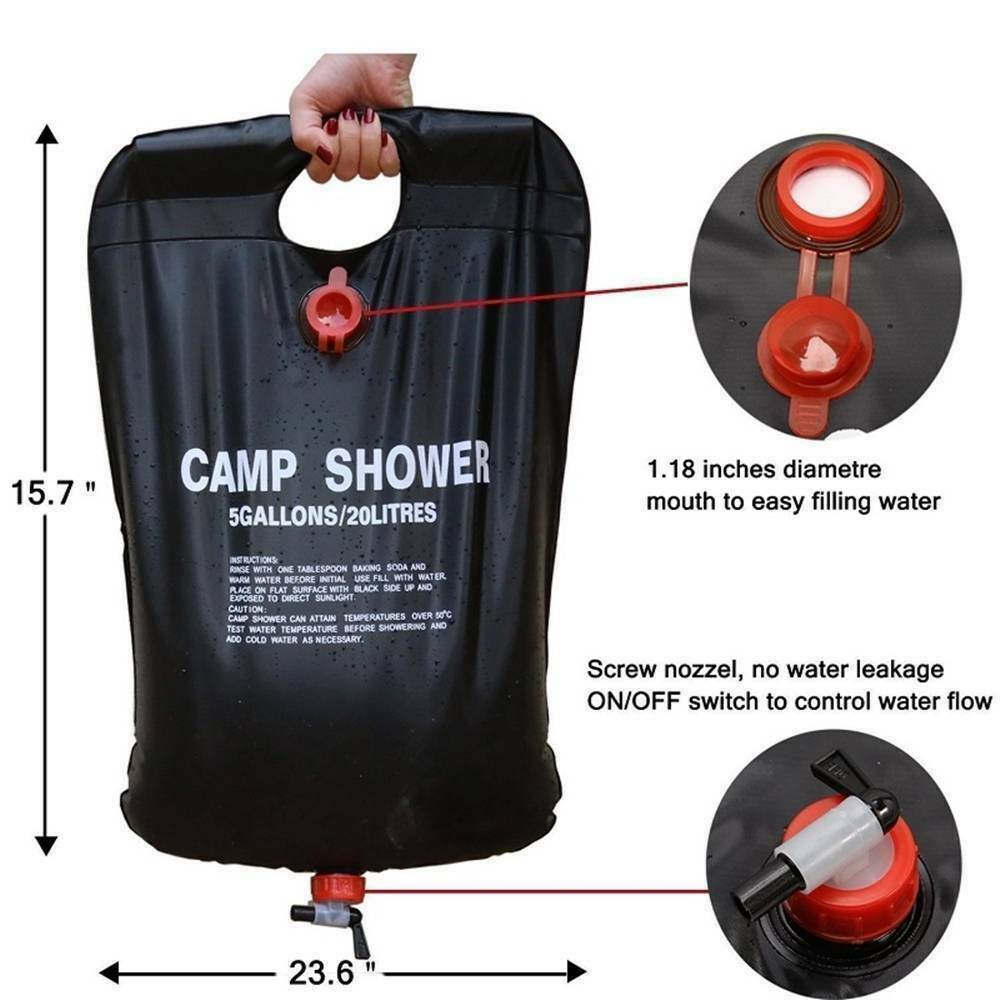 20L Camping Shower bag that is Portable and Compact also Sun Heating