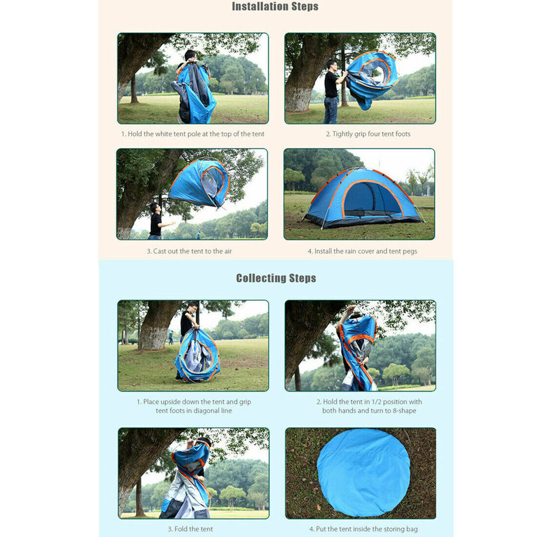 3-4 Person Automatic Up Outdoor Hiking Camping Tent Waterproof UV Protection