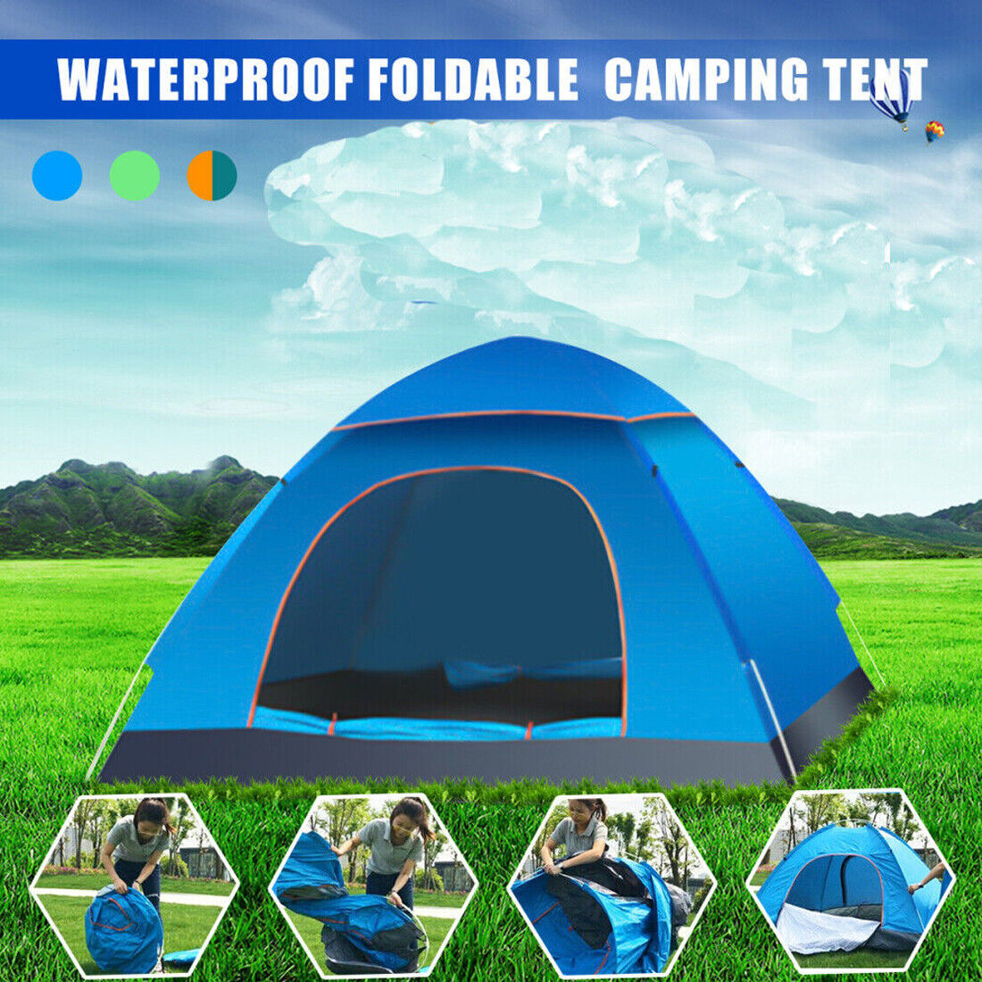 3-4 Person Automatic Up Outdoor Hiking Camping Tent Waterproof UV Protection