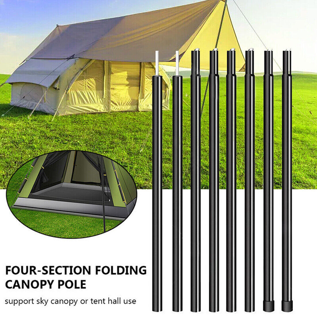 2x200cm Universal Telescopic and adjustable Steel poles for Awnings, Canopy’s and Tarps