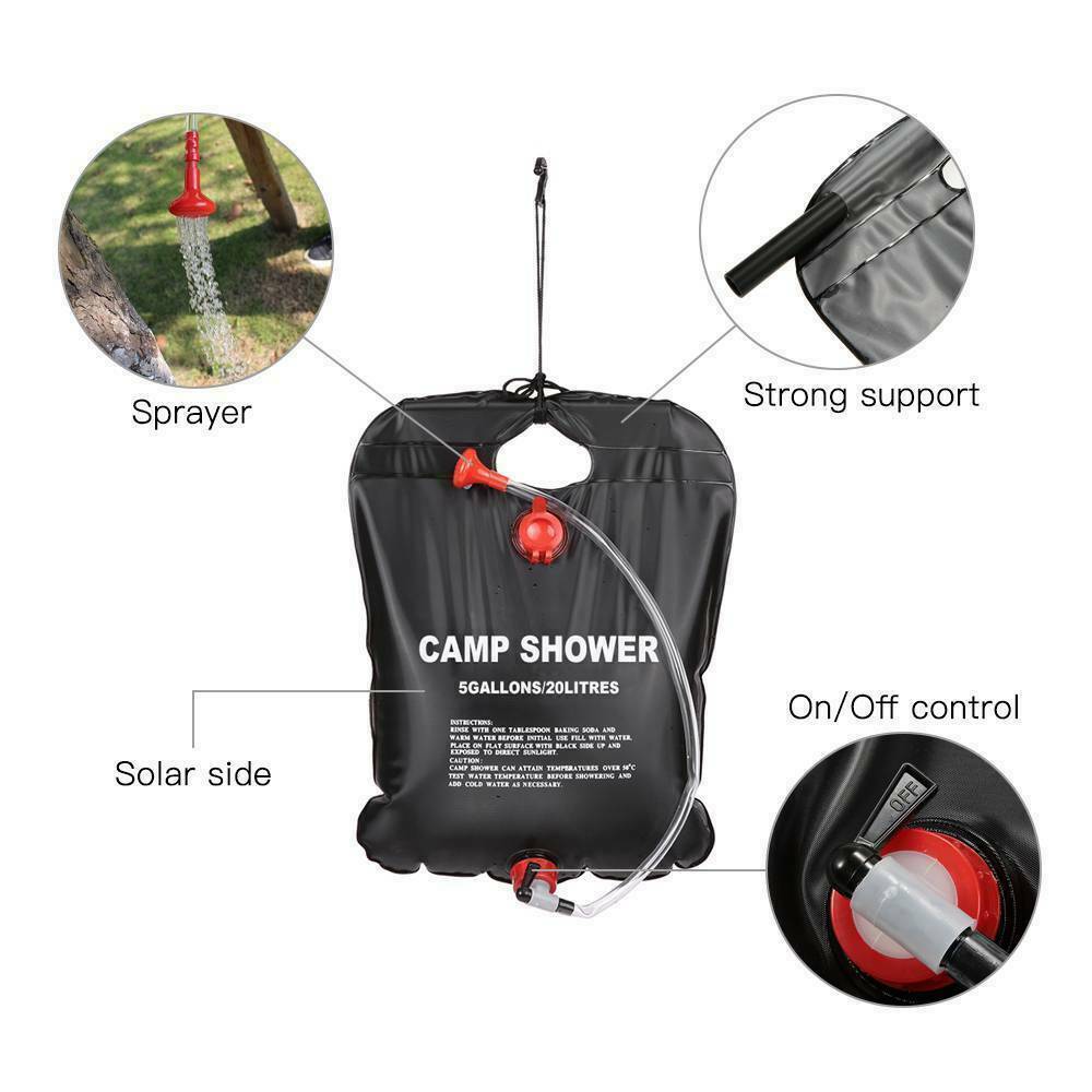 20L Camping Shower bag that is Portable and Compact also Sun Heating