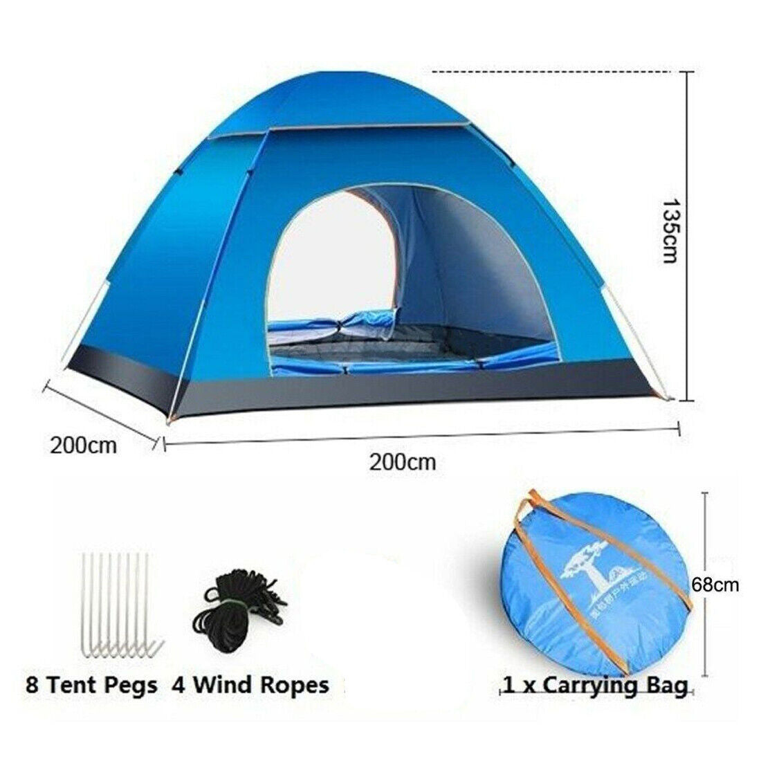 3-4 Person Automatic Up Outdoor Hiking Camping Tent Waterproof UV Protection