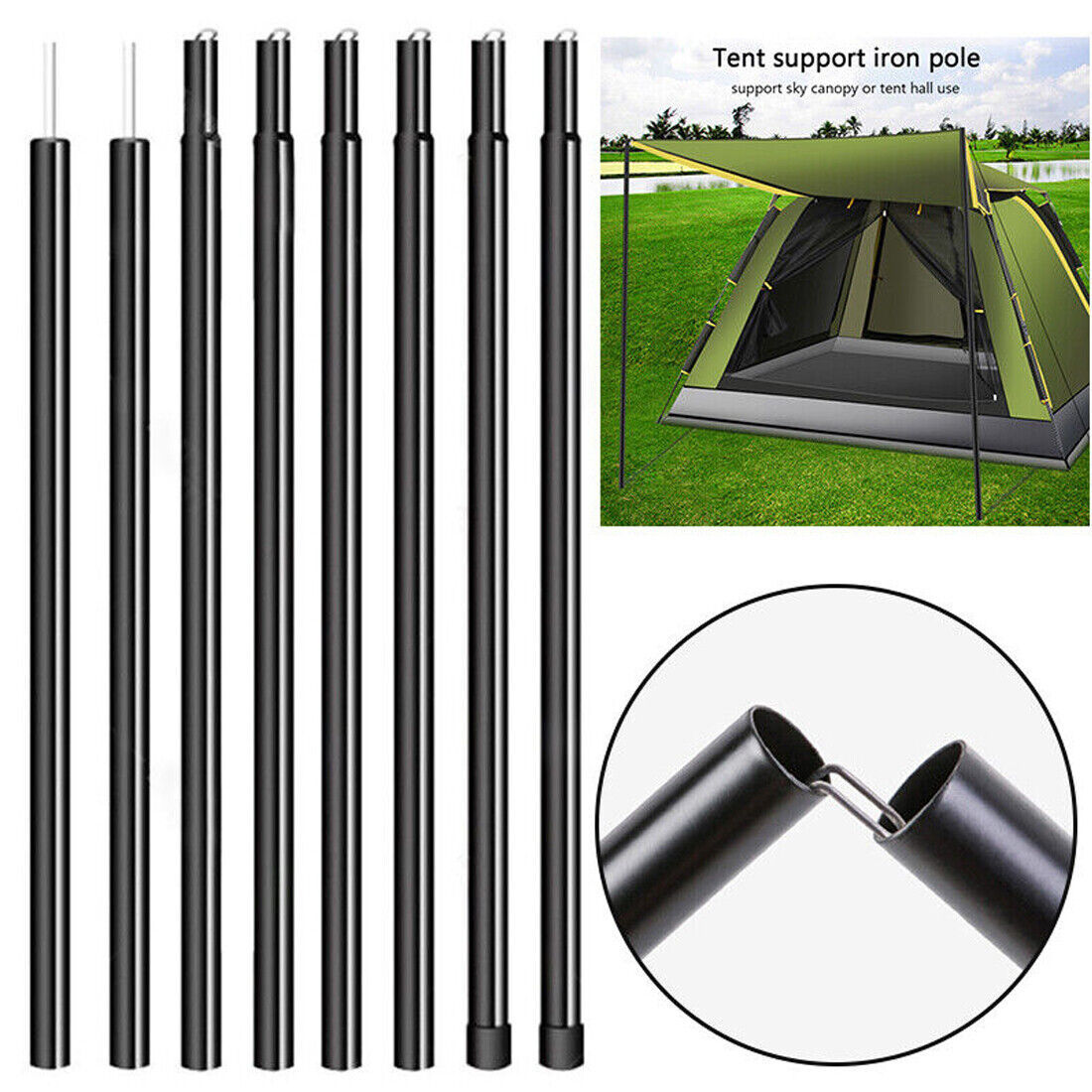 2x200cm Universal Telescopic and adjustable Steel poles for Awnings, Canopy’s and Tarps