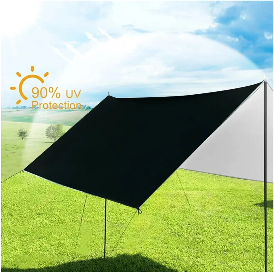 3x3 M Tarpaulin Waterproof Camping Tarp Shelter Tent Awning With Poles Kit UK
