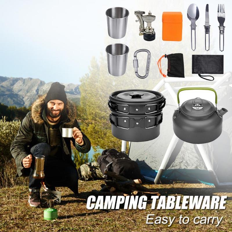 Camping Cookware Kit Outdoor Cooking Set Aluminum Equipment