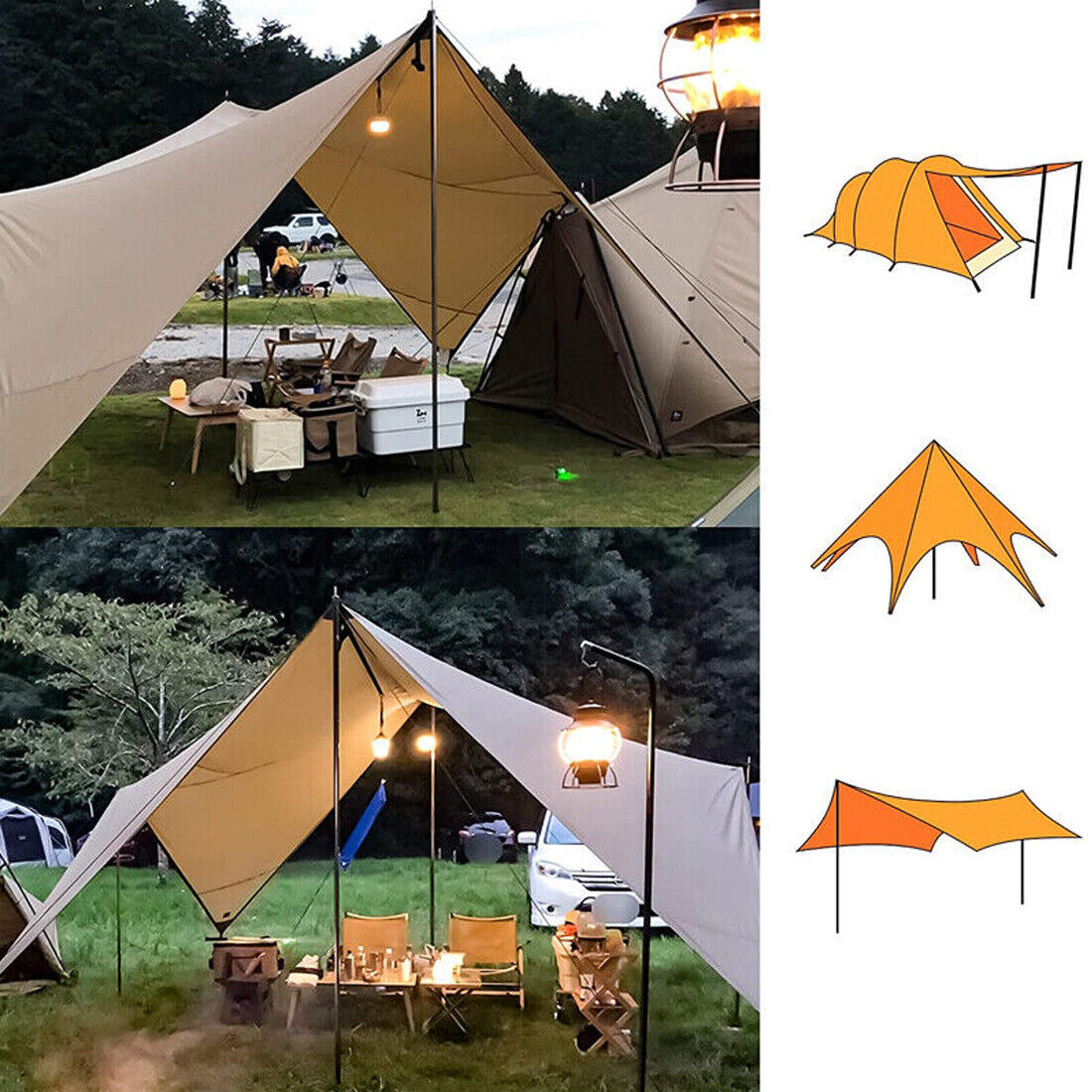 2x200cm Universal Telescopic and adjustable Steel poles for Awnings, Canopy’s and Tarps